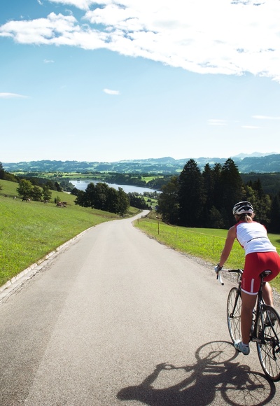 Unterwegs mit dem Rennrad am Niedersonthofener See