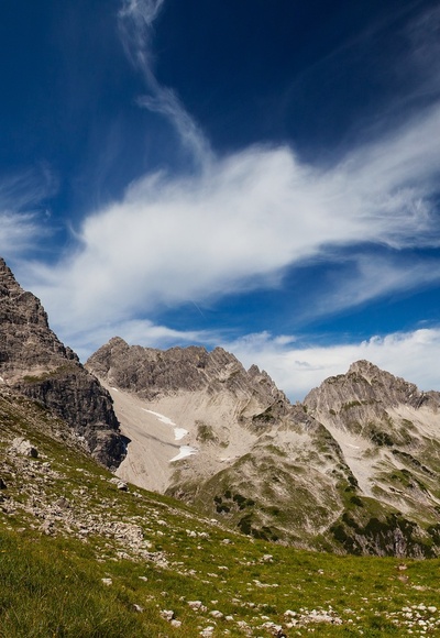 Blick auf den Hochvogel vom Fauchsensattel aus