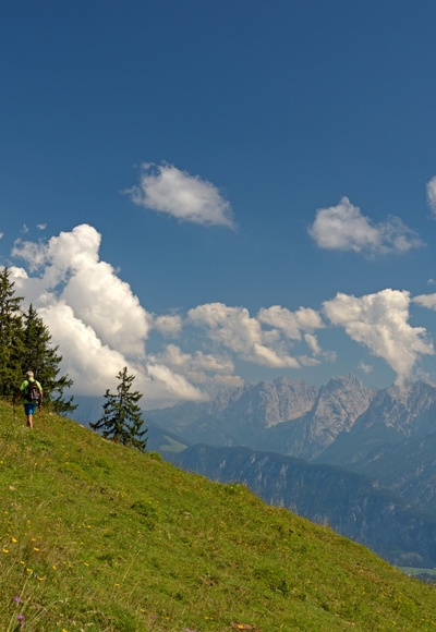 Wandern im Brünnsteingebiet mit Aussicht aufs Kaisergebirge