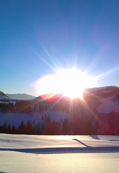 Sonnenuntergang an der Panoramaloipe Postalm