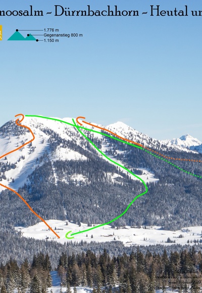 Übersichtsbild Skitour von der Winkelmoosalm übers Dürrnbachhorn ins Heutal - Top