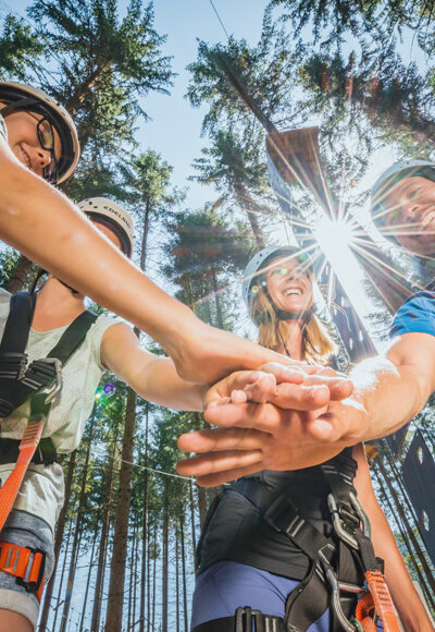 Eins, zwei, drei und los geht es mit dem Flying Fox