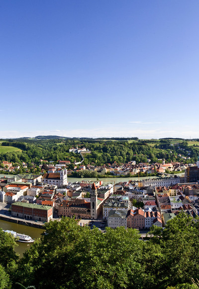 Passau: Panoramablick von der Veste Oberhaus