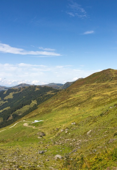 Der Kamm vom Laub- bis zum Saalkogel vom Tor kommend gesehen.