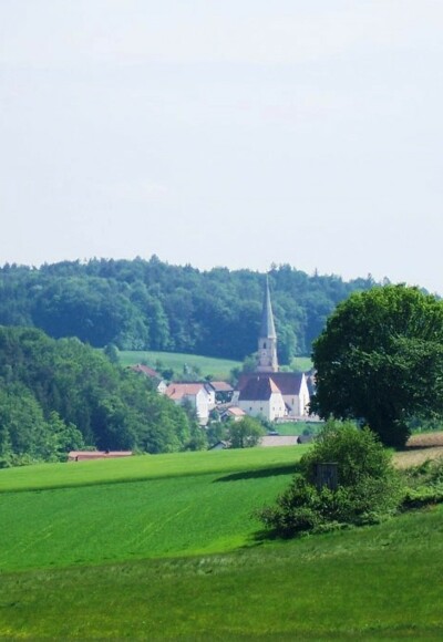 Blick auf die Wallfahrtskirche St. Alban in Taubenbach