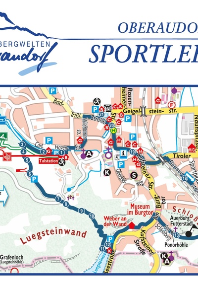 Wegverlauf mit Standorte Sportler Oberaudorfer Sportlerweg