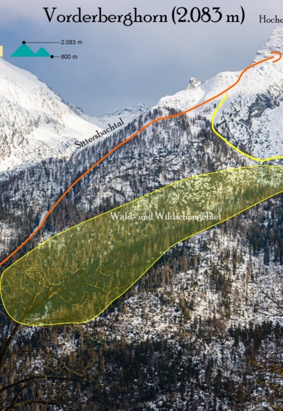 Skitour Vorderberghorn Übersichtsbild - Topo Skimo