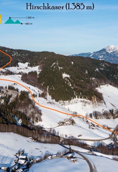 Skitour zum Hirschkaser - Übersichtsbild - Topo