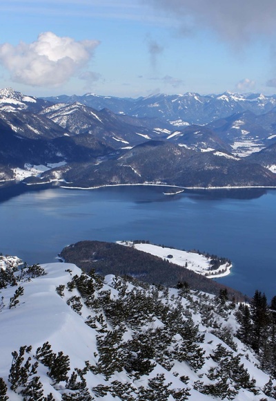 Aussicht vom Gipfel auf den Walchensee