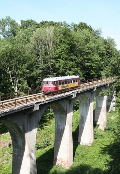 Triebwagen auf Ameranger Viadukt
