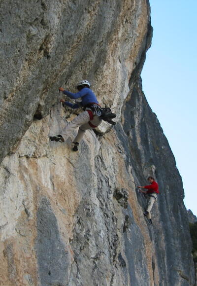 In der dritten Seillänge der Route &quot;Querflöte&quot; am Guggerköpfle