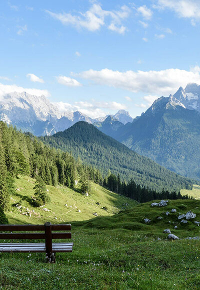 Aussicht von der Mordaualm auf Watzmann und Hochkalter