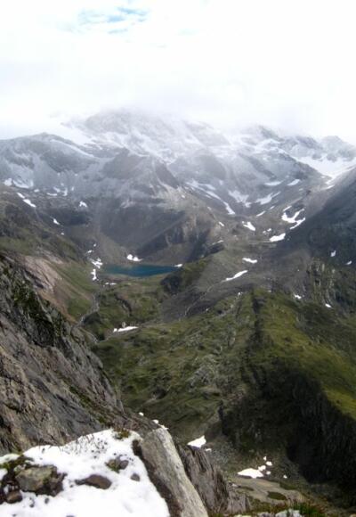 Blick auf Eisseehütte und Eissee