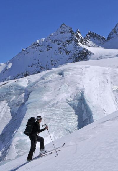 Anstieg zum Piz Buin, Ochsentaler Gletscher