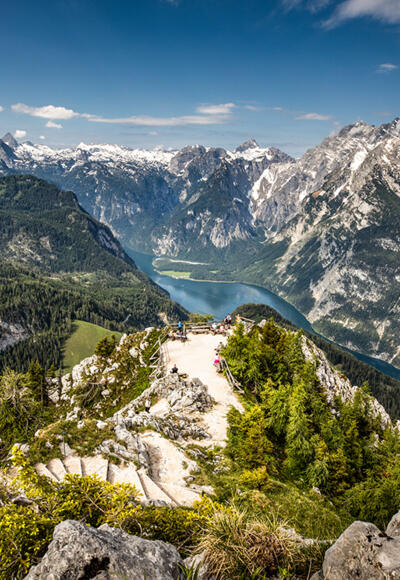 Der Königsblick vom Gipfel des Jenners zum Königssee