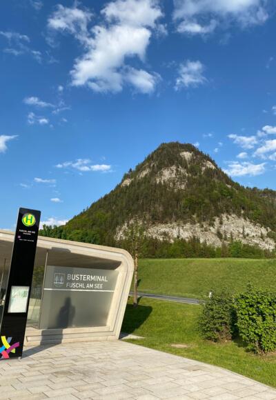 Sicht auf Ellmaustein von der Bushaltestelle
