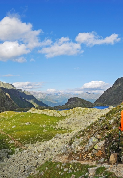 Blick von Unterer Seescharte auf Kreuzsee und Wangenitzsee