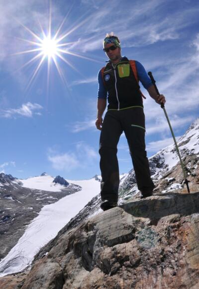Abstieg vom Schalfkogel, Blick auf Gurgler Ferner und Hohe Wilde