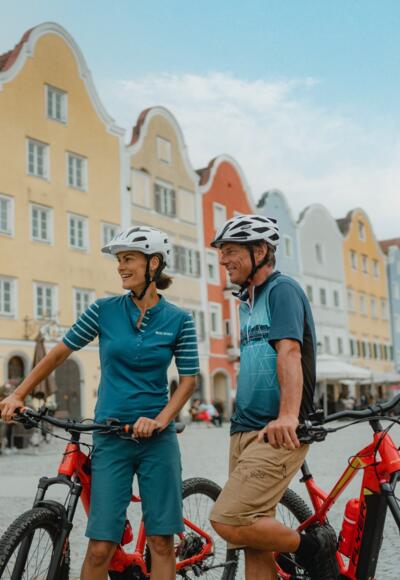 Radfahrer in Schärding, Radregion Donau Oberösterreich