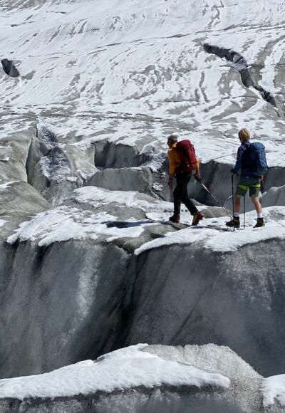 Querung des Gepatschferners unter der Rauhekopfhütte