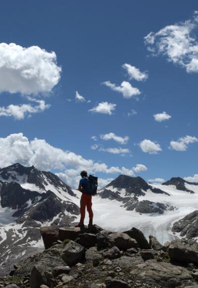 Abstieg von der Rotgratscharte mit Blick auf Übeltalferner