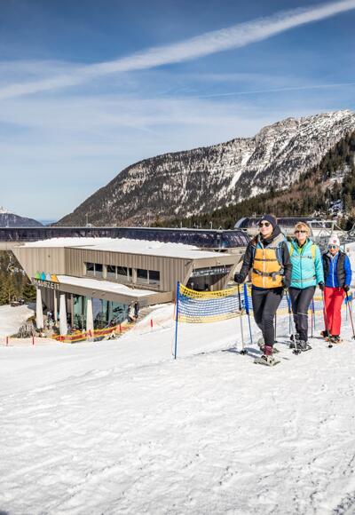 Schneeschuhwanderung an der Mittelstation der Jennerbahn