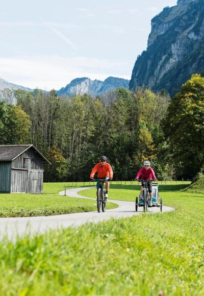 Radfahren im Vorsäß Enge in Mellau