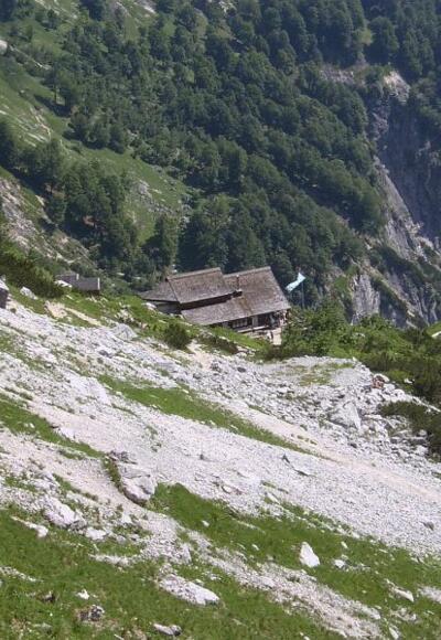 Blick auf die Toni-Lenz Hütte