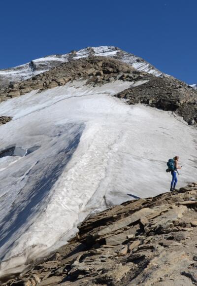 Von der Sonne verhöhnt: Vom berühmten Kaindlgrat sind nur noch Reste übrig.