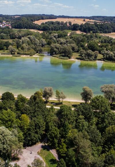 Der Kranzberger See aus der Luft