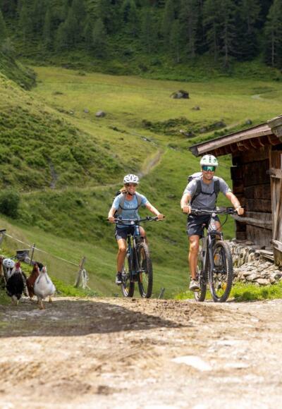 Mountainbiker auf der Farmkehralm
