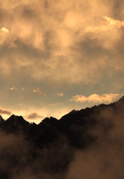 Sonnenuntergang am Karwendelhaus