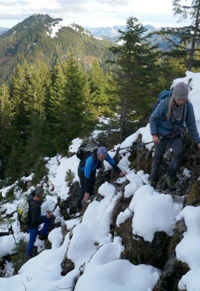 Der Aufstieg zum Geierstein erfolgt durch die schattige Nordflanke.