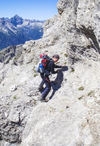 Kletterei nach der Rinne an der Leilachspitze