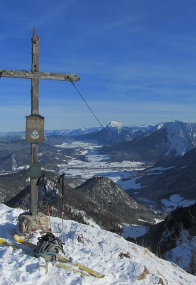 Gipfelkreuz der Haaralmschneid, Blick Richtuntg Osten / Ruhpolding