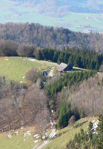 Blick hinunter zur Grünburger Hütte