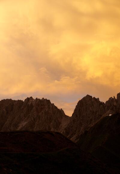 Sonnenuntergang über der Kalkwand 2564m