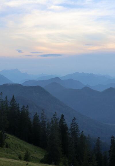 Abendliches Panorama beim Zustieg zur Tegernseer Hütte