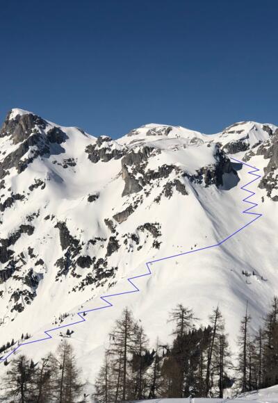 Blick auf die Tauernscharte und Eiskogel vom Nachbarberg Bischling