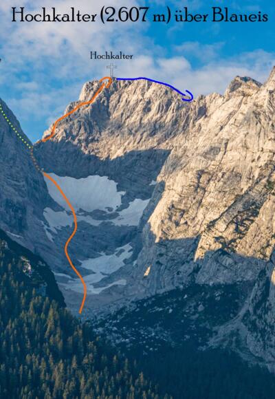 Übersichtsbild Blaueis - Hochtour auf den Hochkalter - Topo