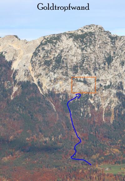 Goldtropfwand Klettergarten im Chiemgau Übersichtsbild Topo