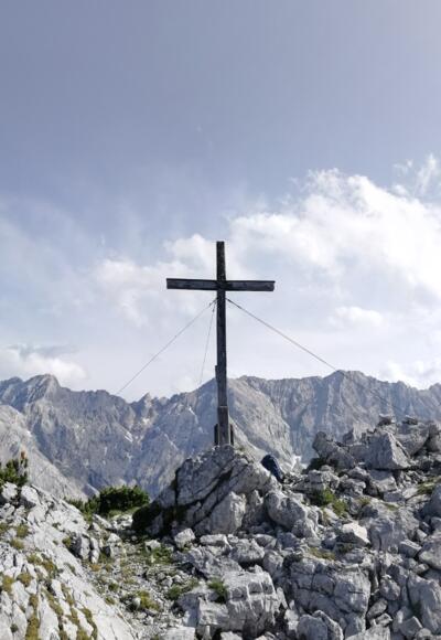 Gipfelpanorama am Kleinen Waxenstein (2.136m), im Hintergrund der Jubiläumsgrat