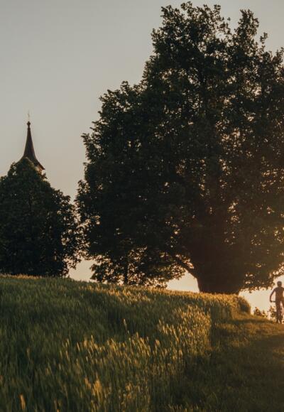 Mountainbiker bei der Mühlholzkapelle