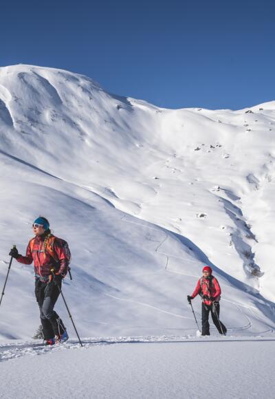 Tolles Skigelände bereits kurz nach der Neuen Bamberger Hütte