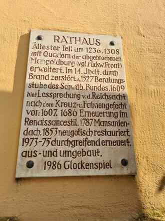Schleifenroute - Donauwörth Rathaus Glockenspiel Tafel