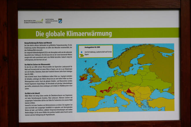 Infotafel rund um das Thema Klimaerwärmung