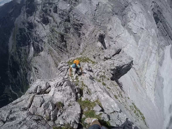 die letzten Klettermeter zum Gipfel
