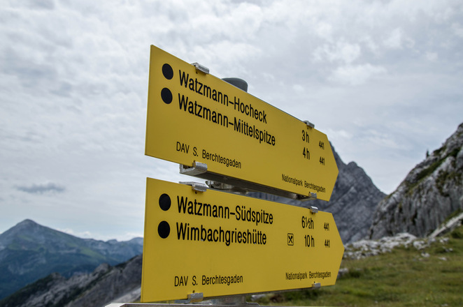 Wegweiser am Watzmannhaus