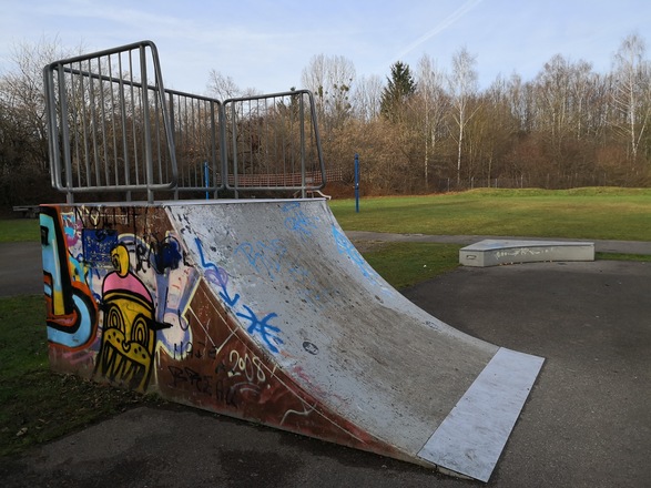 Quarter Pipe mit Plattform und Round Curb