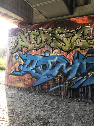 Graffiti unter Brudermühlbrücke, Okt 2019